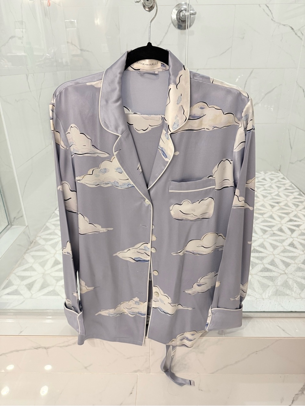 Olivia Von Halle Silk Cloud print Pajama set SIZE LARGE - Picture 2 of 3